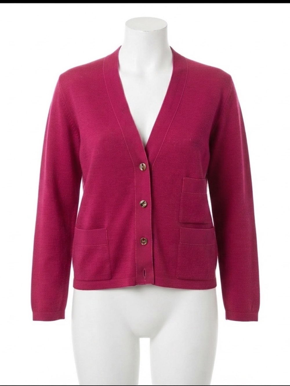 Vintage Salvatore Ferragamo Fuchsia Wool Cardigan Size Small